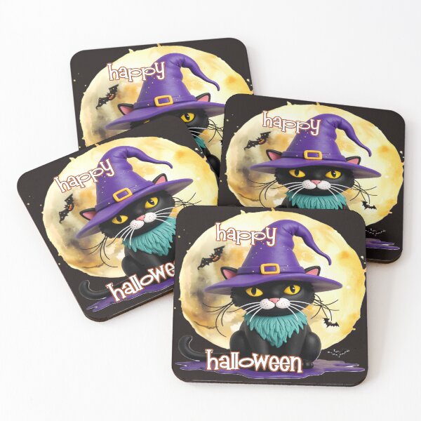 Item preview, black cat witch hat bats br C  colorful halloween design designed and sold by SmashingDeals.
