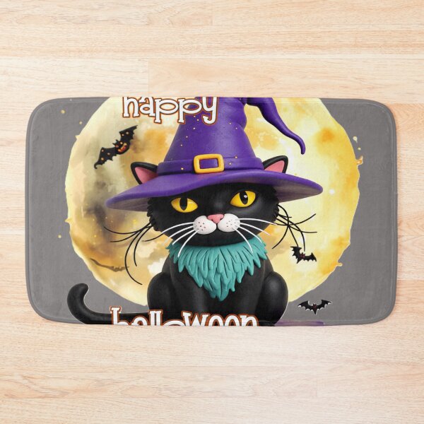 Item preview, black cat witch hat bats br C  colorful halloween design designed and sold by SmashingDeals.