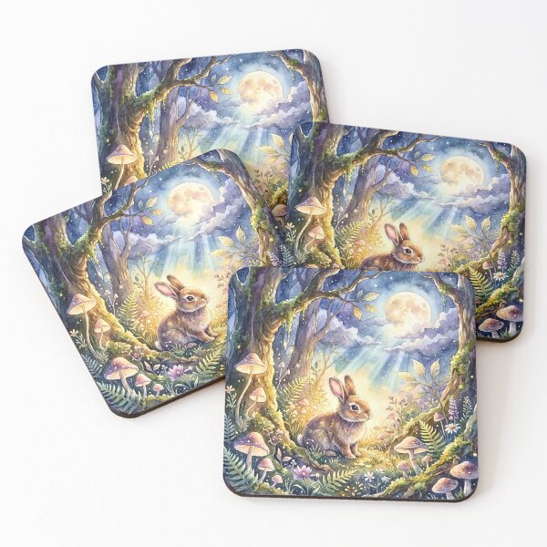 Item preview, Moonlit Woodland Bunny Fairycore Forest designed and sold by Storybook Botanica.