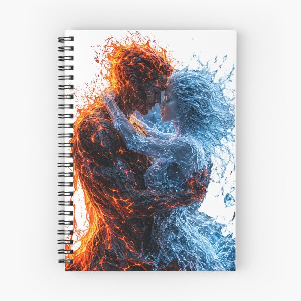 Item preview, Fire and Water Couple Embrace Elemental Love Art  designed and sold by LC&LCPlatform.