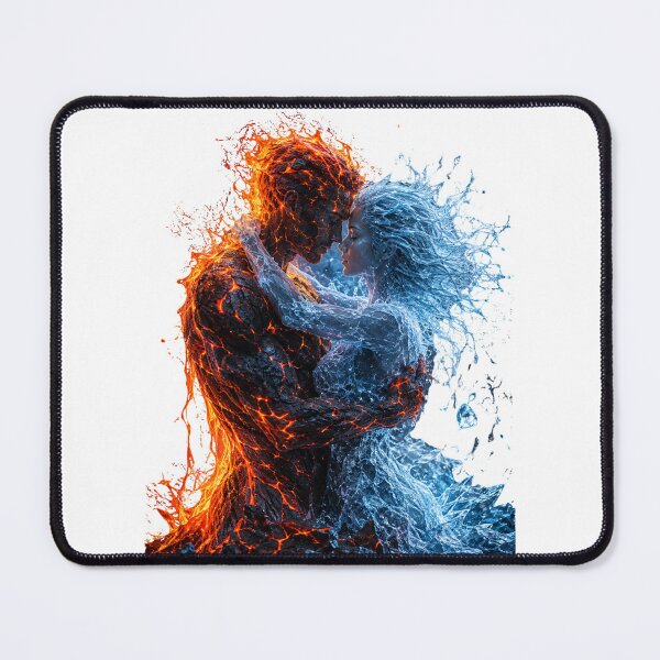 Item preview, Fire and Water Couple Embrace Elemental Love Art designed and sold by LC&LCPlatform.
