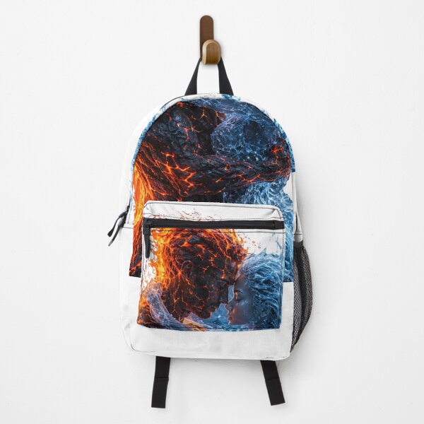 Item preview, Fire and Water Couple Embrace Elemental Love Art designed and sold by LC&LCPlatform.