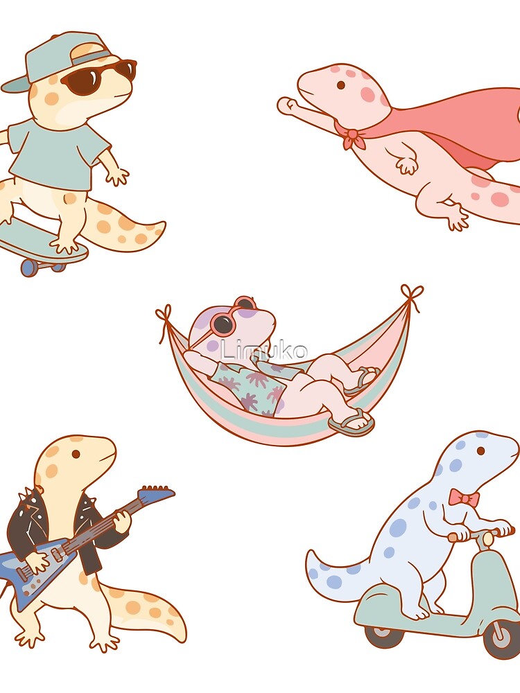 Thumbnail 3 of 3, Scarf, Gecko Daily Routine designed and sold by Pixel8Bites.