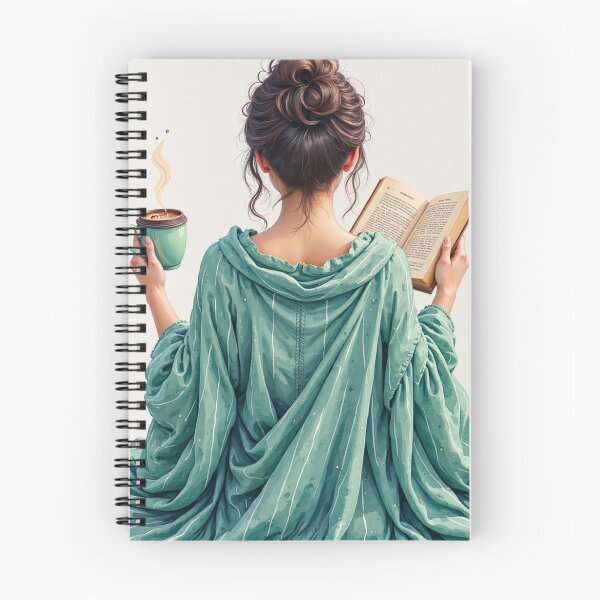 Item preview, Relaxed Woman Reading with Coffee in Green – Cozy Book Lover Artwork designed and sold by PeacefulD-signs.