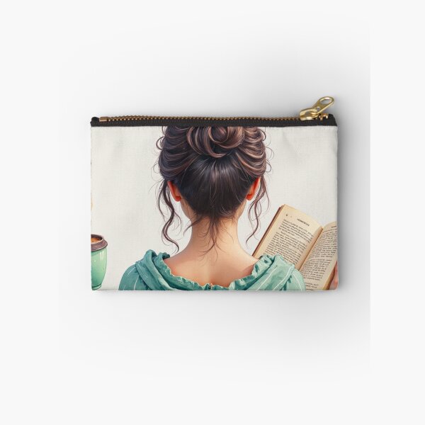 Item preview, Relaxed Woman Reading with Coffee in Green – Cozy Book Lover Artwork designed and sold by PeacefulD-signs.