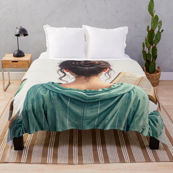 Item preview, Relaxed Woman Reading with Coffee in Green – Cozy Book Lover Artwork designed and sold by PeacefulD-signs.