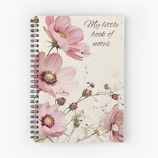 Item preview, A pretty little notebook with a vintage feel featuring cosmos flowers - designed and sold by SI-GER.
