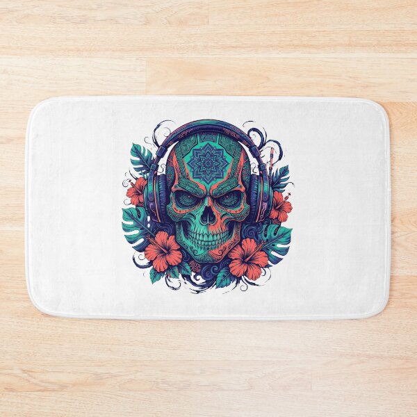 Item preview, Cyberpunk Samurai Skull with Gaming Headphones - Tropical Tribal Art designed and sold by VYBE DARK Studio.