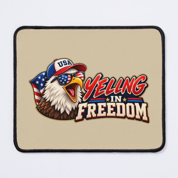 Item preview, Yelling in Freedom – Funny Patriotic Eagle Design designed and sold by HO•Designs.