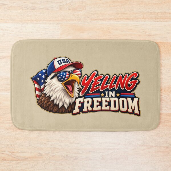 Item preview, Yelling in Freedom – Funny Patriotic Eagle Design designed and sold by HO•Designs.