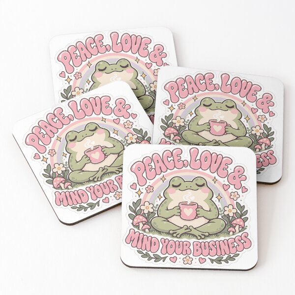 Item preview, Peace Love And Mind Your Business Frog designed and sold by FeminismTV.
