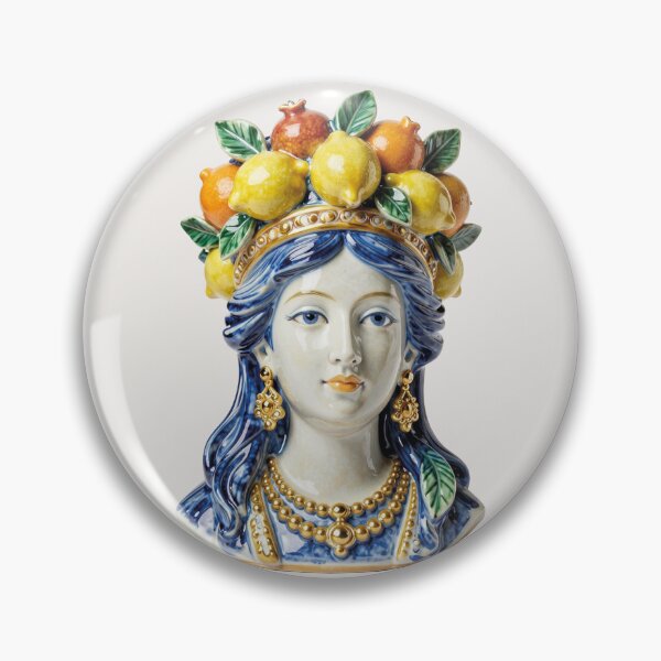 Item preview, Sicilian Moorish Head - Traditional Blue Ceramic Testa di Moro Queen designed and sold by WildArtIT.