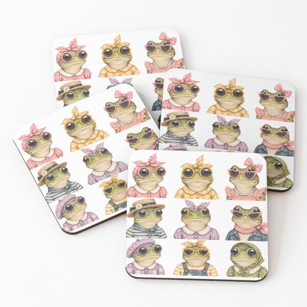 Item preview, Cute Vintage Frogs in Retro Outfits Cottagecore Frog Art designed and sold by wecrea.