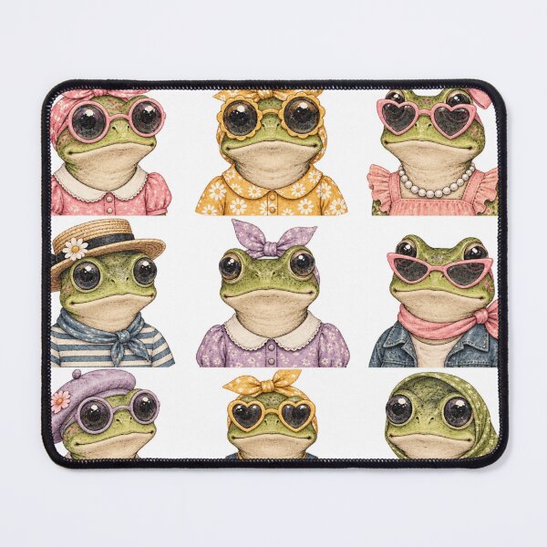 Item preview, Cute Vintage Frogs in Retro Outfits Cottagecore Frog Art designed and sold by wecrea.