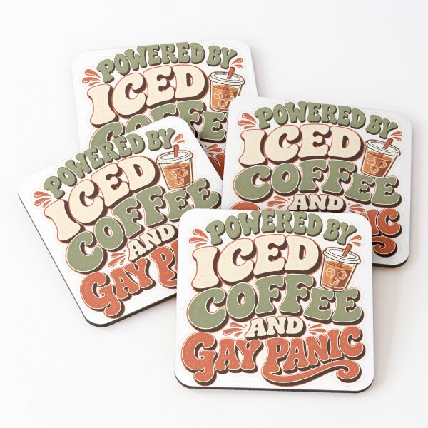 Item preview, Powered By Iced Coffee And Gay Panic designed and sold by FeminismTV.