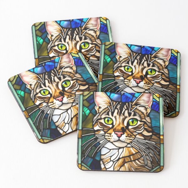 Item preview, Tabby Cat Portrait in Stained Glass designed and sold by pinkal.