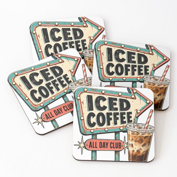 Item preview, Retro Motel Sign Iced Coffee All Day Club designed and sold by urbinet.