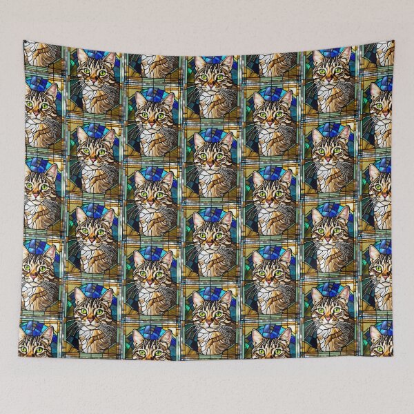 Item preview, Tabby Cat Portrait in Stained Glass designed and sold by pinkal.