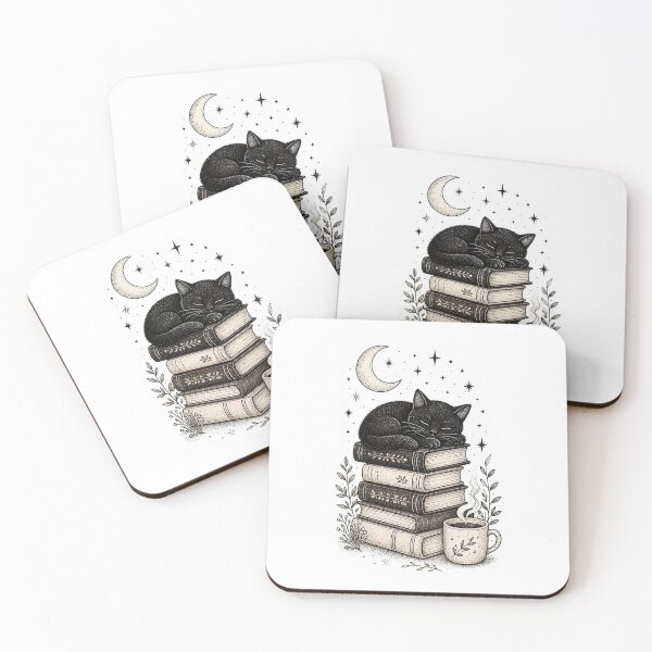 Item preview, Cozy Sleeping Black Cat Books designed and sold by creativerooney.