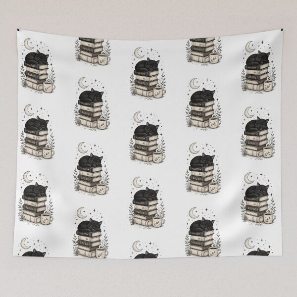 Item preview, Cozy Sleeping Black Cat Books designed and sold by creativerooney.