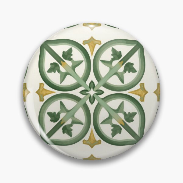 Item preview, Minimalist Green Majolica Tile - Mediterranean Botanical Pattern designed and sold by WildArtIT.