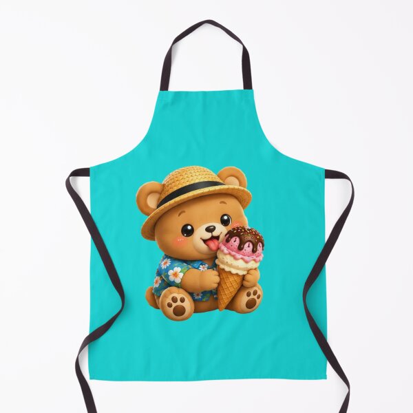 Item preview, Kawaii Bear Eating Ice Cream – Cute Summer Teddy Bear designed and sold by MushArtist.