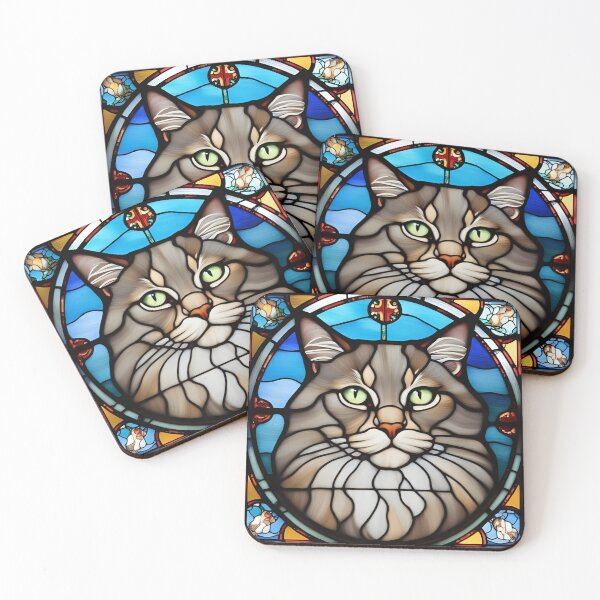 Item preview, Maine Coon Stain Glass designed and sold by ThatRockChic.