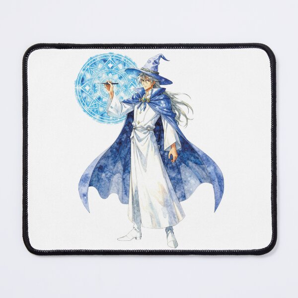 Item preview, Powerful Anime Wizard with Blue Magic Circle Watercolor Art designed and sold by WildArtIT.