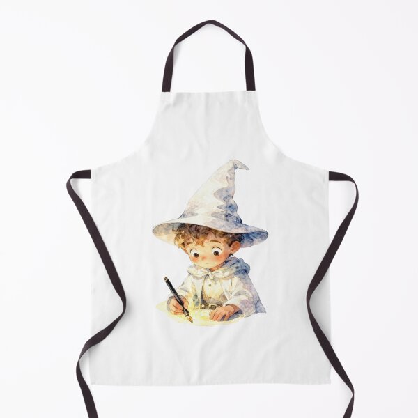 Item preview, Cute Little Wizard Writing with Fountain Pen Watercolor Art designed and sold by WildArtIT.