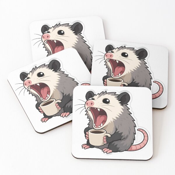 Item preview, Screaming Opossum With Coffee designed and sold by FeminismTV.