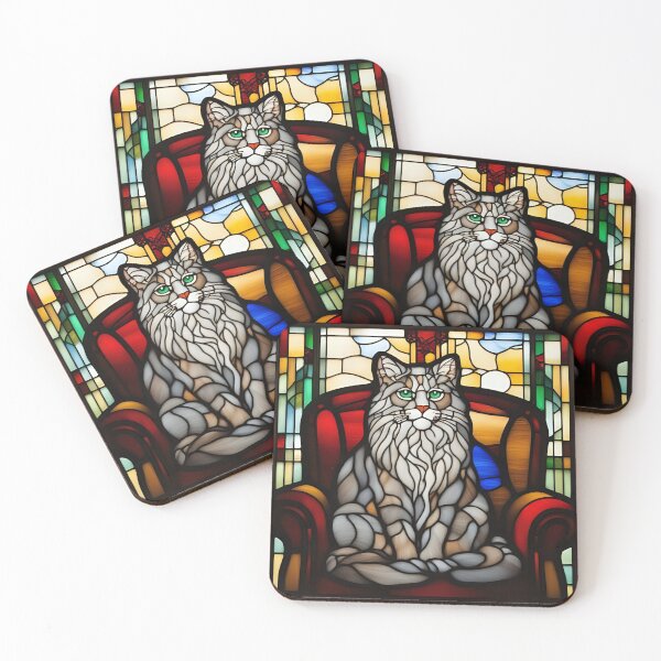 Item preview, Maine Coon Stain Glass designed and sold by ThatRockChic.