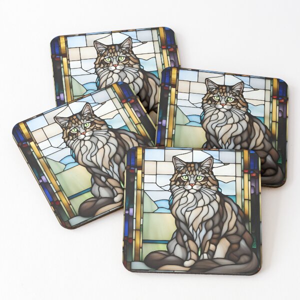 Item preview, Maine Coon Stain Glass designed and sold by ThatRockChic.