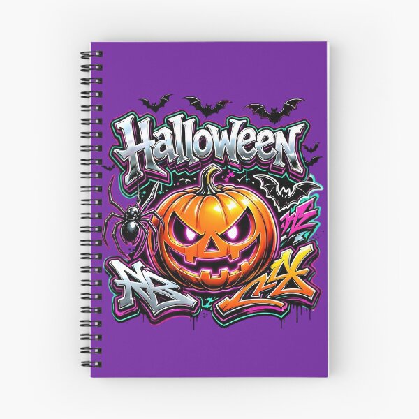 Item preview, Spooky Neon Pumpkin Graffiti Halloween Streetwear Art designed and sold by CloudyCatArt.