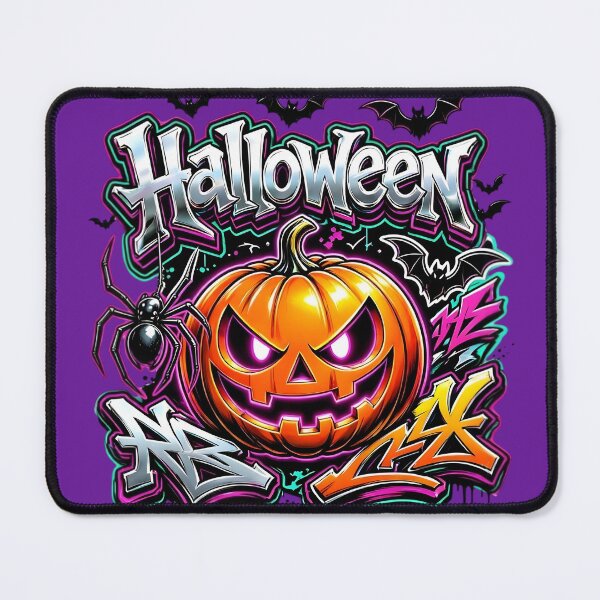 Item preview, Spooky Neon Pumpkin Graffiti Halloween Streetwear Art designed and sold by CloudyCatArt.