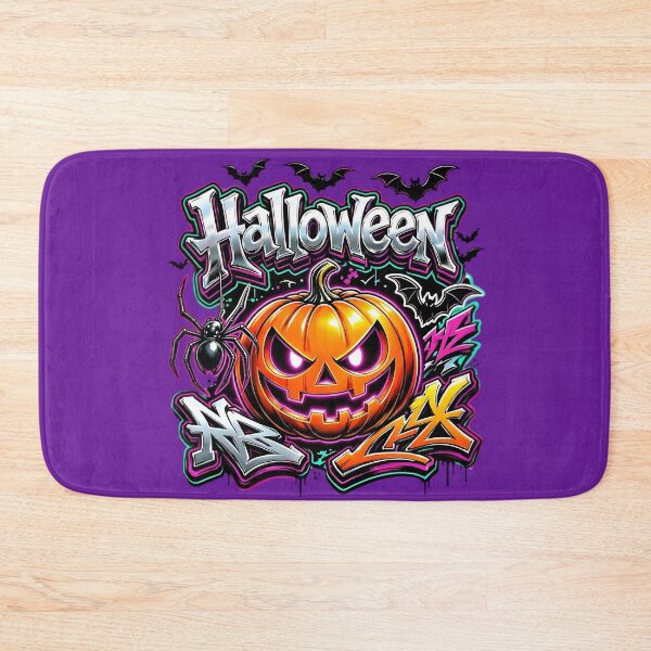 Item preview, Spooky Neon Pumpkin Graffiti Halloween Streetwear Art designed and sold by CloudyCatArt.