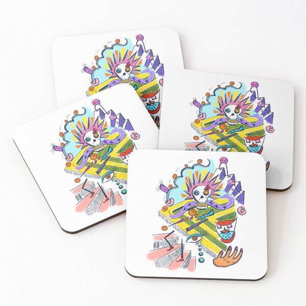 Item preview, Naive art Skull Daydream – Colourful Surreal Pop Art designed and sold by DoodleDooArt.