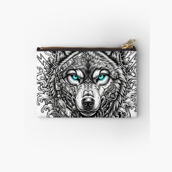 Item preview, Cyberpunk Wolf Head Neon Cyan Eyes - Japanese Wave Mechanical Art designed and sold by VYBE DARK Studio.