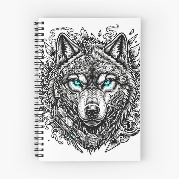 Item preview, Cyberpunk Wolf Head Neon Cyan Eyes - Japanese Wave Mechanical Art designed and sold by VYBE DARK Studio.