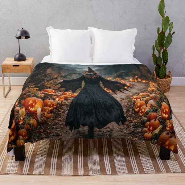 Item preview, Bat Wing Witch on Pumpkin Throne Halloween Art designed and sold by AfresStudio.