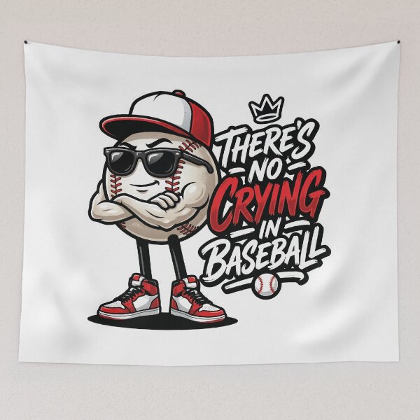 Item preview, There's No Crying in Baseball | A League of Their Own Inspired Vintage Rockford Peaches Baseball Quote designed and sold by FirstCheck.