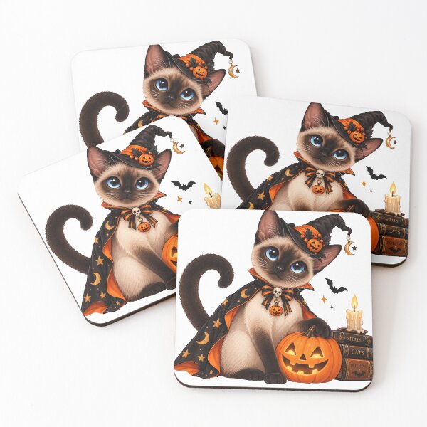 Item preview, Decor Cute Siamese Cat Witch Halloween designed and sold by NoExcusesTraveller .