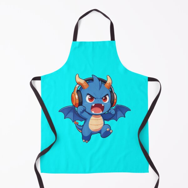Item preview, Angry Blue Baby Dragon Gamer with Headphones Illustration designed and sold by WildArtIT.
