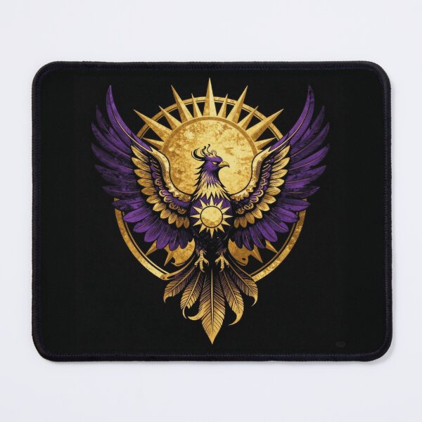 Item preview, Purple Phoenix Rising Golden Sun Heraldic Art designed and sold by WildArtIT.