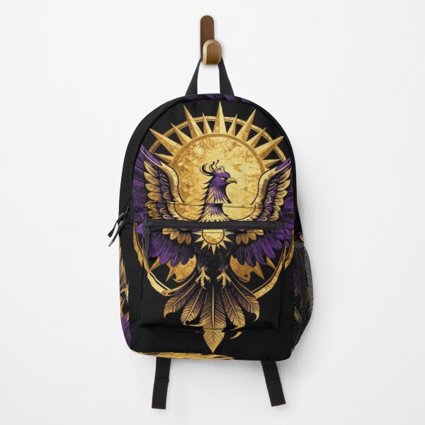 Item preview, Purple Phoenix Rising Golden Sun Heraldic Art designed and sold by WildArtIT.