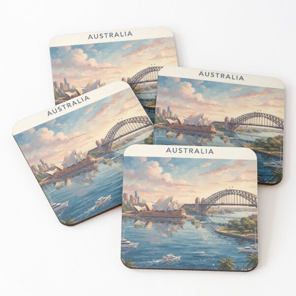 Item preview, Sydney Australia Vintage Travel Poster – Opera House & Harbour Bridge designed and sold by ElartedeNoel.