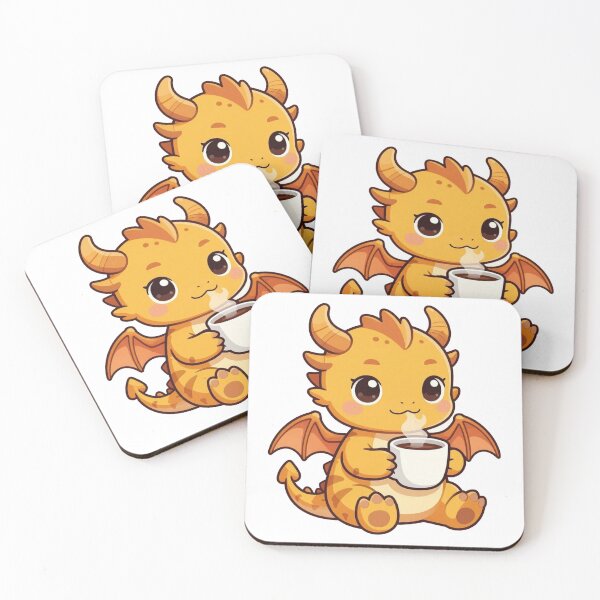 Item preview, Cute Baby Dragon Drinking Coffee Cozy Illustration designed and sold by WildArtIT.