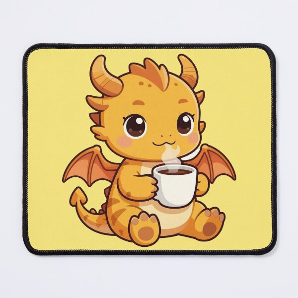 Item preview, Cute Baby Dragon Drinking Coffee Cozy Illustration designed and sold by WildArtIT.
