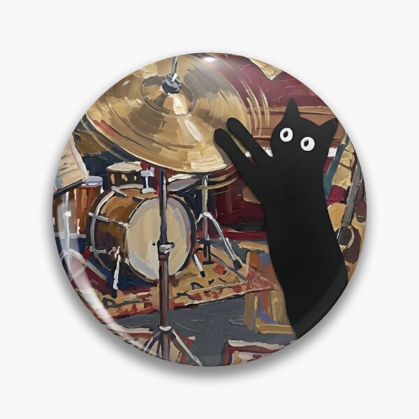 Item preview, Musical Black Cat Playing Cymbal Drum Matisse Style Poster designed and sold by DuckOddity.