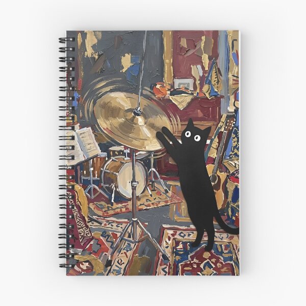 Item preview, Musical Black Cat Playing Cymbal Drum Matisse Style Poster designed and sold by DuckOddity.