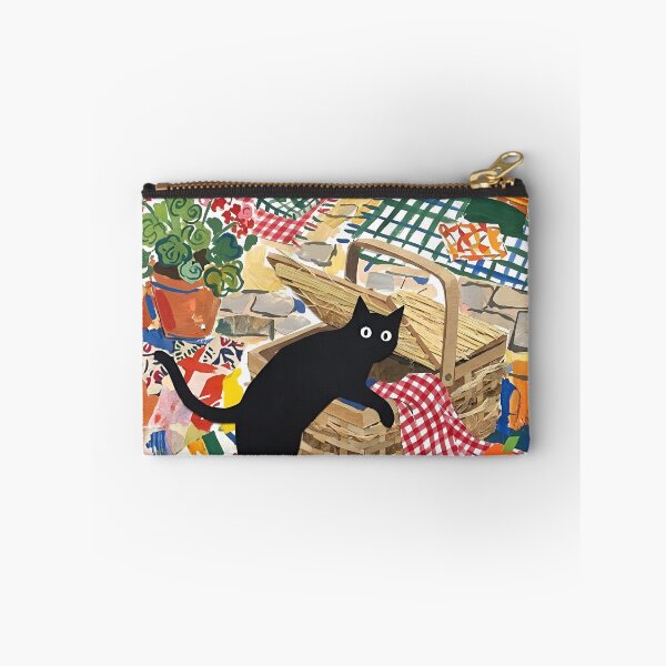 Item preview, Surprise Black Cat Popping Out of Picnic Basket Matisse Style Wall Art designed and sold by DuckOddity.